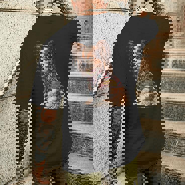 パピヨン犬 日本の伝統的なドラゴンタトゥー イレズミ メンズTシャツ バックプリント 彼への贈り物