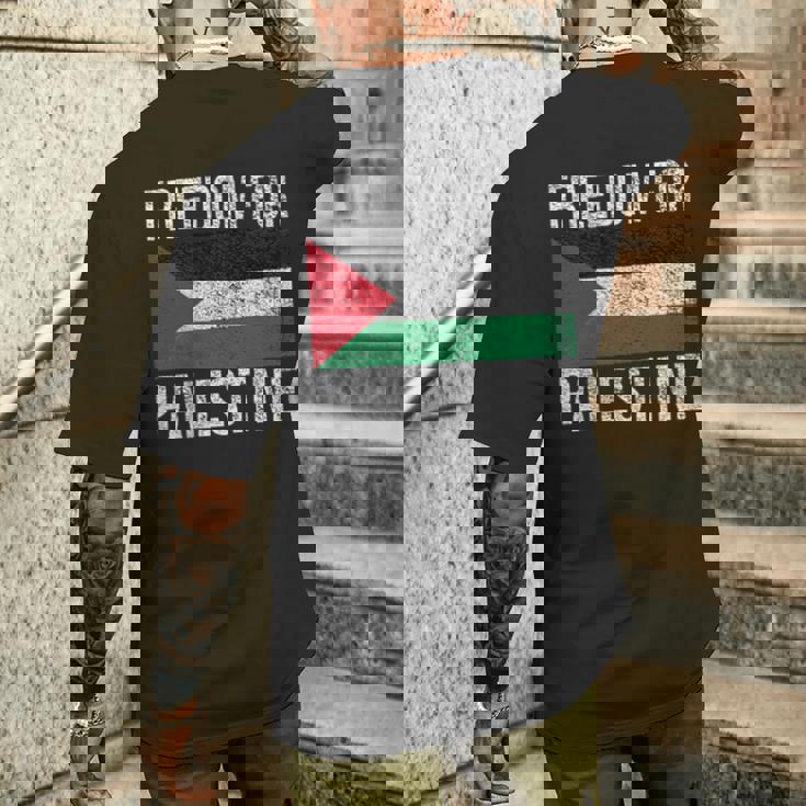 パレスチナの自由旗フリーパレスチナガザパレスチナ人 メンズTシャツ バックプリント 彼への贈り物