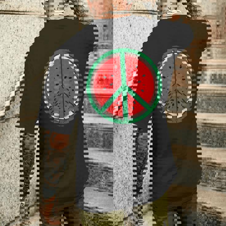 パレスチナシャツ スイカ ピースサイン パレスチナ国旗 メンズTシャツ バックプリント 彼への贈り物