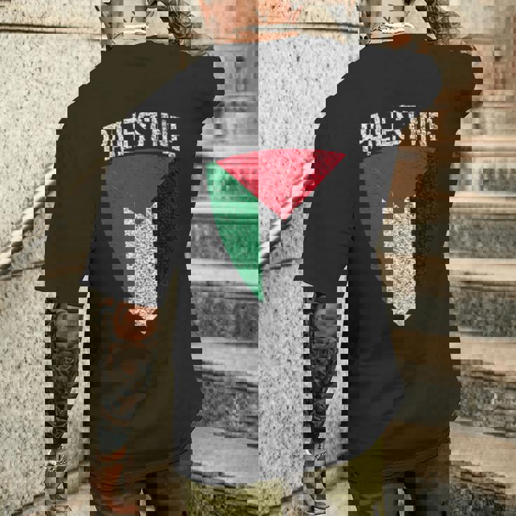 パレスチナ国旗 シールドフリー パレスチナガザ パレスチナ人 メンズTシャツ バックプリント 彼への贈り物