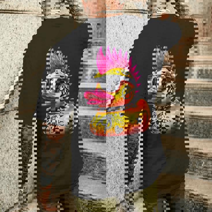 パンク アヒル アヒルの子 パンクロック 面白い 動物好き メンズTシャツ バックプリント 彼への贈り物