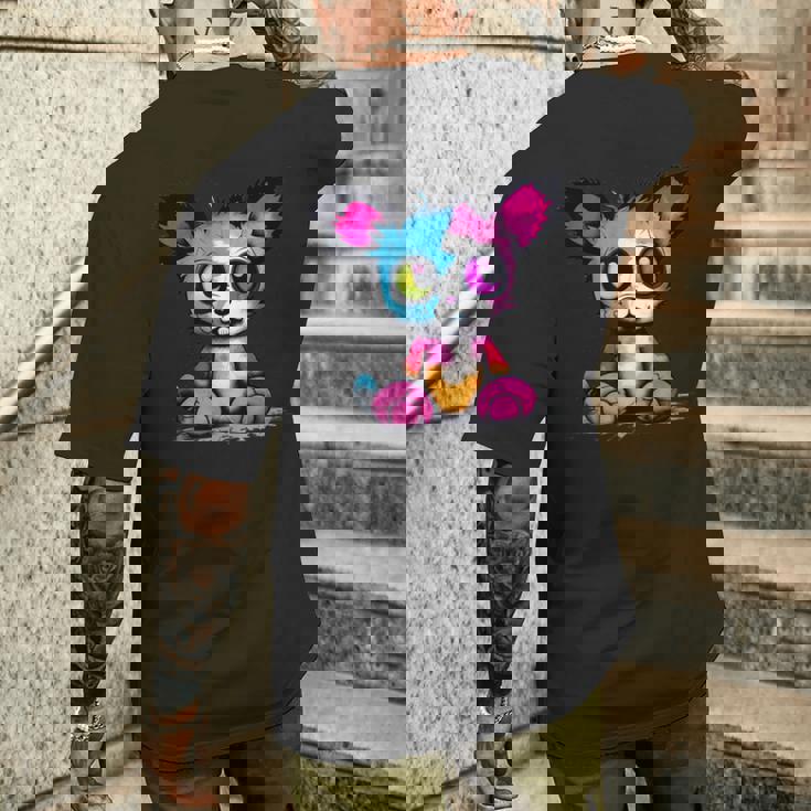 パンク モンスター 都会のぬいぐるみ くま 不気味でかわいい 怖い メンズTシャツ バックプリント 彼への贈り物