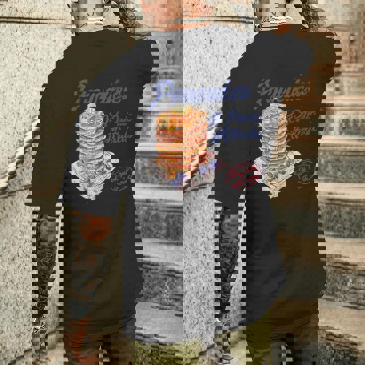 パンケーキとパニック発作 面白い メンタルヘルス 不安 メンズTシャツ バックプリント 彼への贈り物