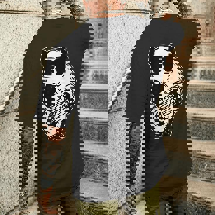 パンダとチューバ楽器チューブ メンズTシャツ バックプリント 彼への贈り物