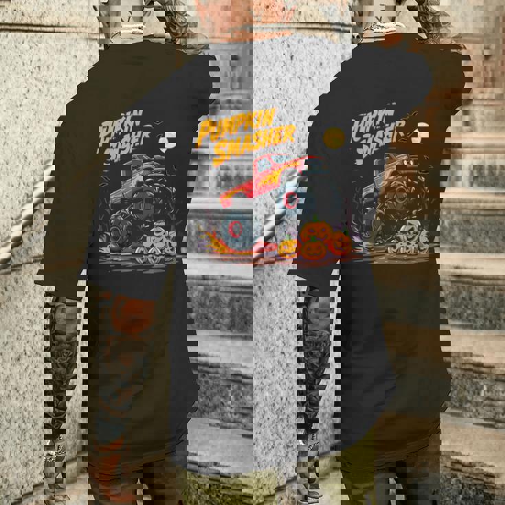 パンプキンスマッシャー モンスタートラック ハロウィン ジャック・オー・ランタン メンズTシャツ バックプリント 彼への贈り物