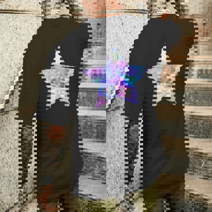 パープル ピンク ブルー プリティ スター メンズTシャツ バックプリント 彼への贈り物