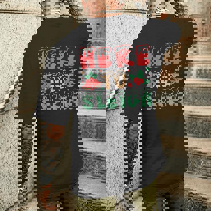 ヒア・トゥ・スレイ・ジョリー・クリスマス・バイブス メンズTシャツ バックプリント 彼への贈り物