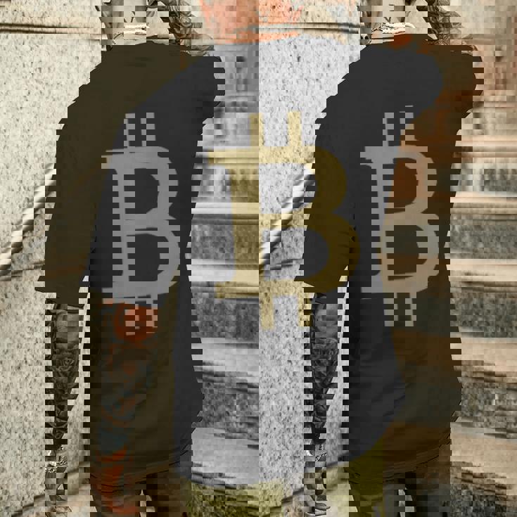 ビットコインシンボル ポケットデザイン ミニマリスト メンズTシャツ バックプリント 彼への贈り物