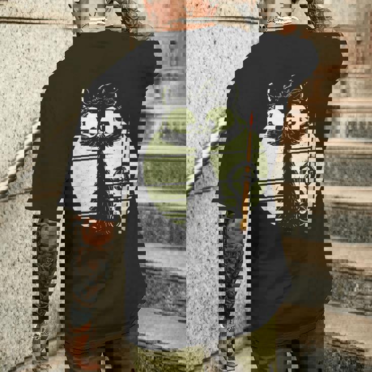 ビリヤード プール スヌーカー ビリヤードを持つ猫 かわいい子猫 メンズTシャツ バックプリント 彼への贈り物