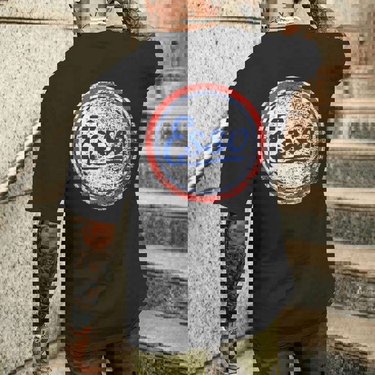 ビンテージ Esso ガソリンスタンドサイン メンズTシャツ バックプリント 彼への贈り物