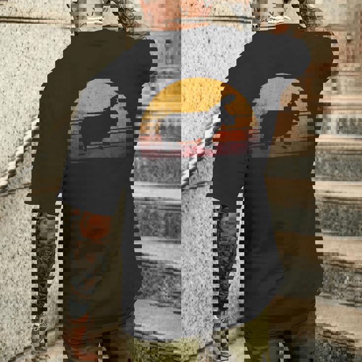 ビンテージ カバ デザイン レトロな日没カバ メンズTシャツ バックプリント 彼への贈り物