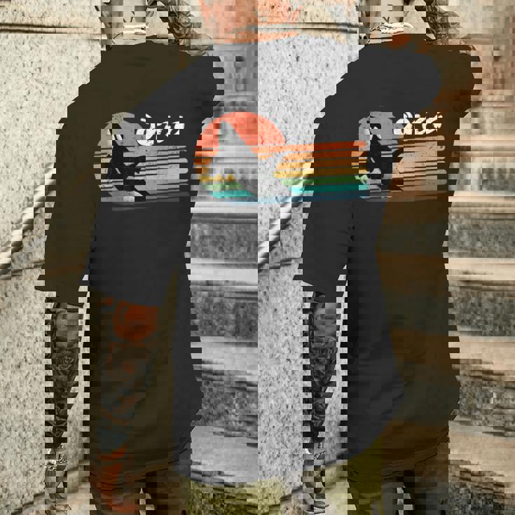 ビンテージ シャチ デザイン レトロ 美的 海 恋人 海 イルカ メンズTシャツ バックプリント 彼への贈り物