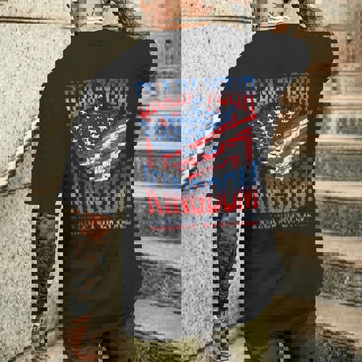 ビンテージアメリカ国旗ドリームクレームユアキングダムの悪夢 メンズTシャツ バックプリント 彼への贈り物