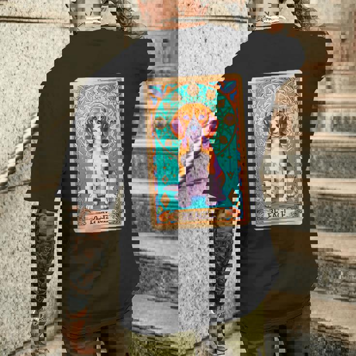 ビーグル 面白いtシャツ 犬 タロット カード かわいい メンズ 子供 おもしろ 服 グッズ ネタ メンズTシャツ バックプリント 彼への贈り物