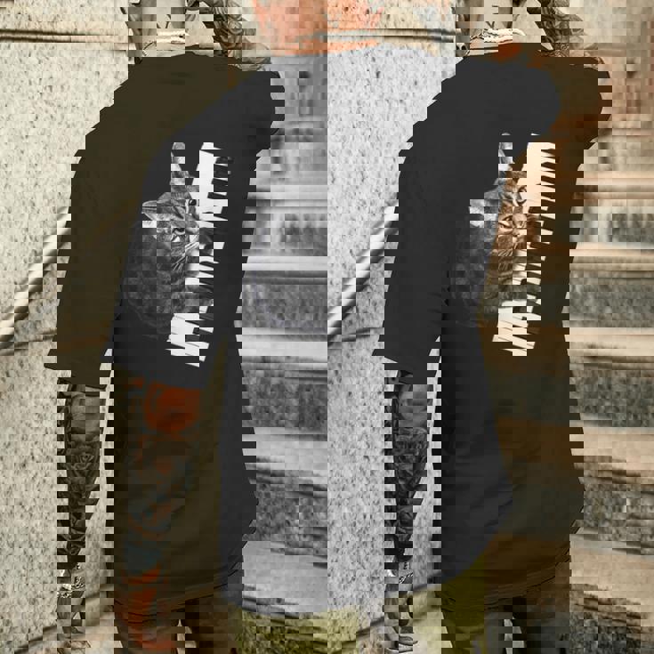 ピアノ 猫 メンズTシャツ バックプリント 彼への贈り物