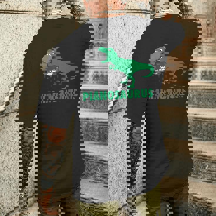 ピアノサウルス ピアノ 恐竜 パーカッション音楽 面白いギフト メンズTシャツ バックプリント 彼への贈り物