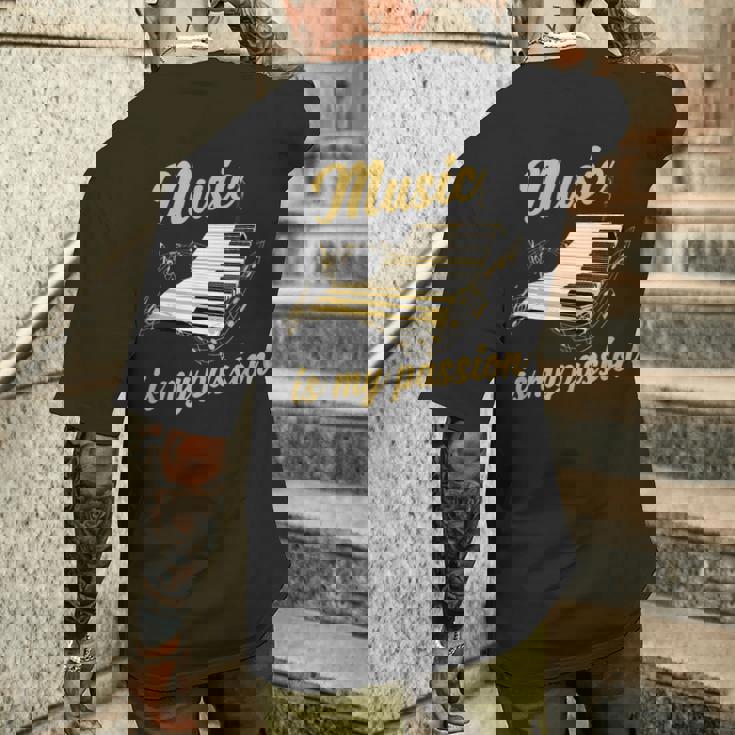 ピアノ鍵盤 メンズTシャツ バックプリント 彼への贈り物