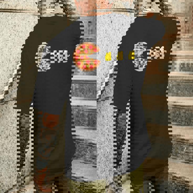 ピザとビール 楽しいピザ ナイトゲーマー ピザ メンズTシャツ バックプリント 彼への贈り物