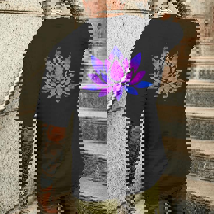 ピンクと紫の蓮の花 メンズTシャツ バックプリント 彼への贈り物