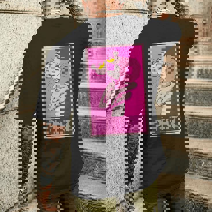 ピンクパンサー 「P」の文字を抱く メンズTシャツ バックプリント 彼への贈り物