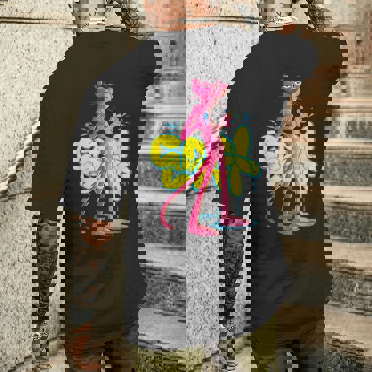 ピンクパンサー クールな猫 グラフィティ チョークアート メンズTシャツ バックプリント 彼への贈り物