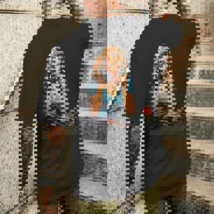 ピンナップガール ヴィンテージ電話 オールドスクール メンズTシャツ バックプリント 彼への贈り物