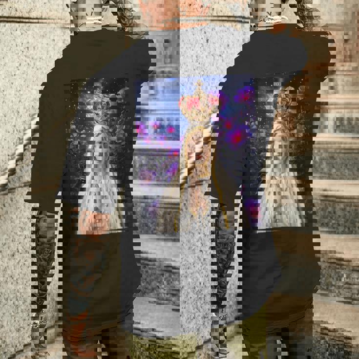 ファティマの聖母、聖母マリア、聖母、聖マリア メンズTシャツ バックプリント 彼への贈り物