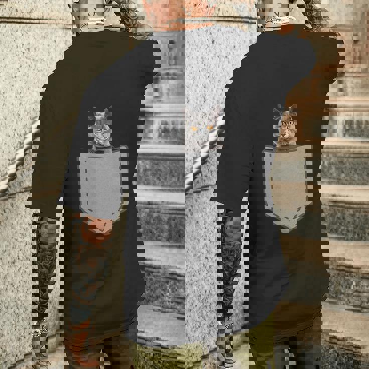 ファニーブリティッシュショートヘア猫 メンズTシャツ バックプリント 彼への贈り物