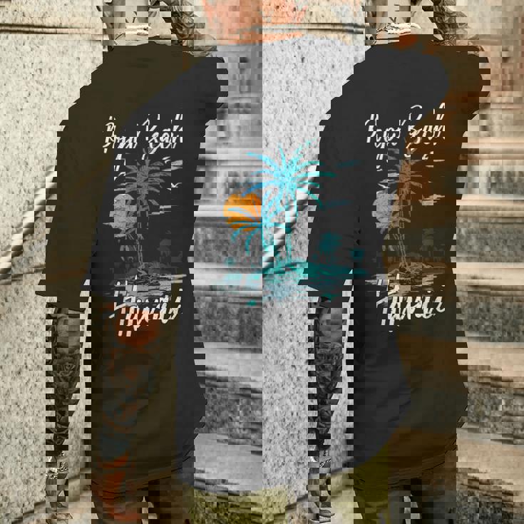 ファミリーバケーション レトロ サンセット ハワイ ポイプー ビーチ メンズTシャツ バックプリント 彼への贈り物