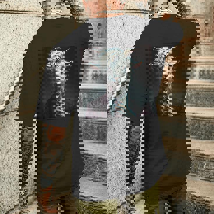 ファンタジー かわいい 白 ヤギ スーツ メンズTシャツ バックプリント 彼への贈り物