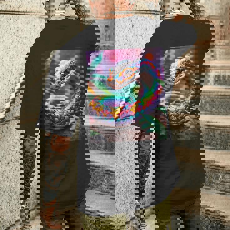 ファンタジー かわいい 鮮やかな蛇の葉 メンズTシャツ バックプリント 彼への贈り物