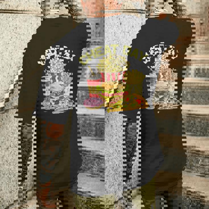 ファーストフード バーガー ピザ ドーナツ フィットネス ギフト スガロの日 メンズTシャツ バックプリント 彼への贈り物