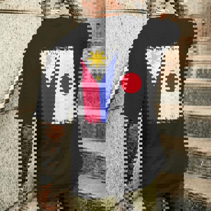 フィリピン 日本 ハーフフラッグ ウェア フィリピン ジャパニーズルーツ メンズTシャツ バックプリント 彼への贈り物