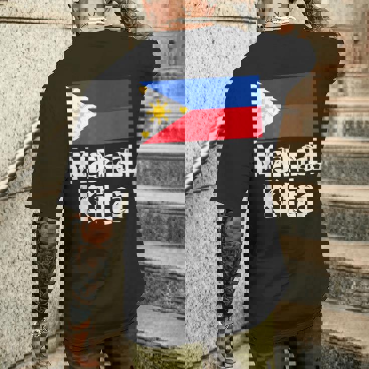 フィリピン国旗 Mahal Kita I Love You タガログ語 ピノイ フィリピン語 メンズTシャツ バックプリント 彼への贈り物