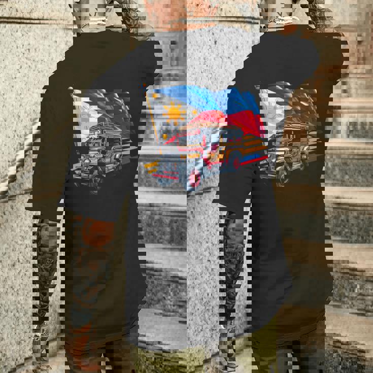 フィリピン国旗 誇り高きフィリピン土産 フィリピンジープニー メンズTシャツ バックプリント 彼への贈り物