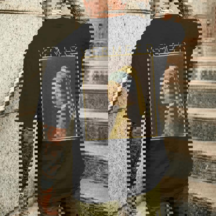 フェルメール 真珠の耳飾りの少女 面白いtシャツ 絵画 アート メンズ 面白い 服 美術 グッズ 油彩画 メンズTシャツ バックプリント 彼への贈り物