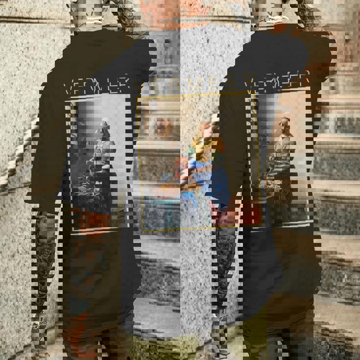 フェルメール 面白いtシャツ アート 牛乳を注ぐ女 絵画 メンズ レディース 面白い 服 美術 油彩画 メンズTシャツ バックプリント 彼への贈り物