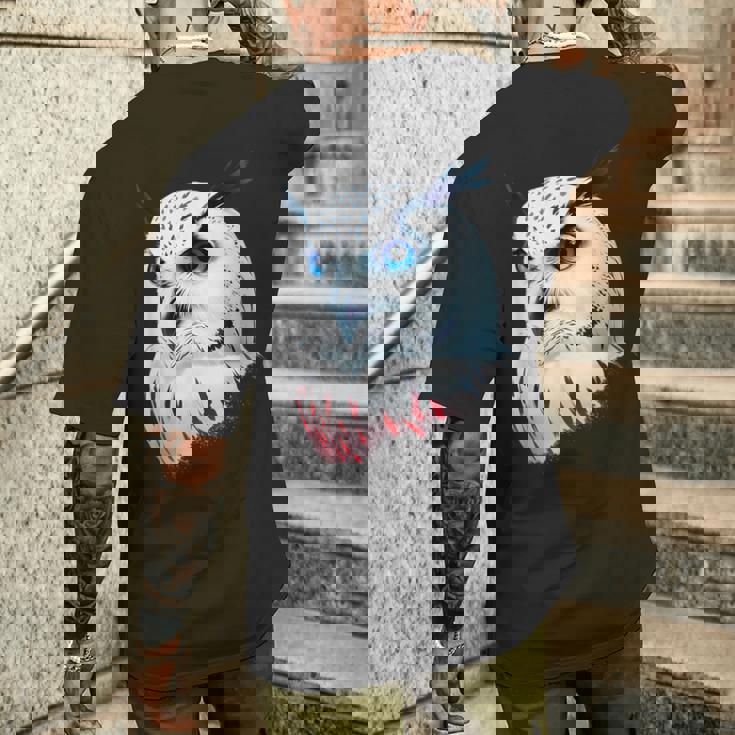 フクロウの傑作 雪フクロウ 鳥アート 動物 雪フクロウ メンズTシャツ バックプリント 彼への贈り物