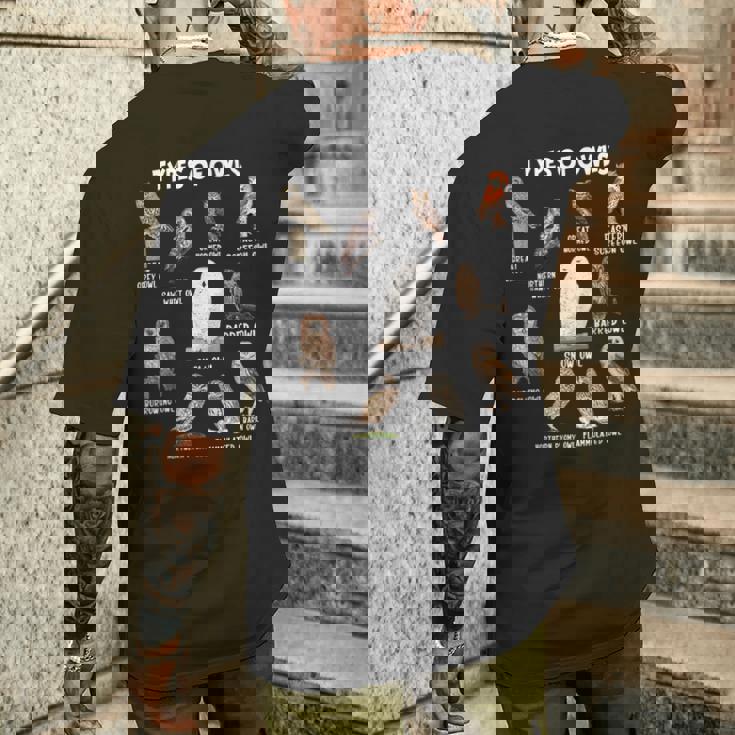 フクロウの種類 教育コレクション かわいいフクロウ愛好家 面白い メンズTシャツ バックプリント 彼への贈り物