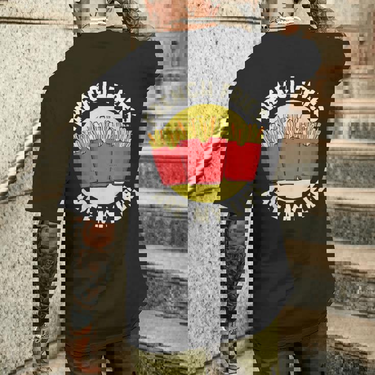 フライドポテト フライドポテトは私の人生 フライドポテト メンズTシャツ バックプリント 彼への贈り物