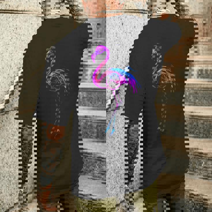 フラミンゴ好き カラフル クール スタイリッシュ メンズTシャツ バックプリント 彼への贈り物