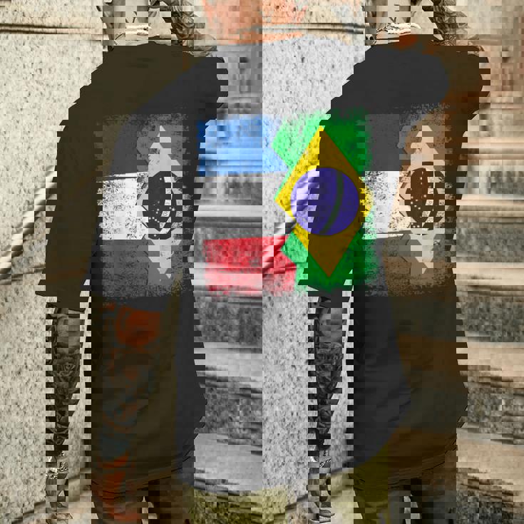 フランス ブラジルの旗 メンズTシャツ バックプリント 彼への贈り物