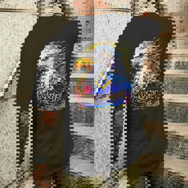 フリーメイソンs&C「マイティカラーイーグル」と書かれたフリーメイソンのシンボル。 メンズTシャツ バックプリント 彼への贈り物