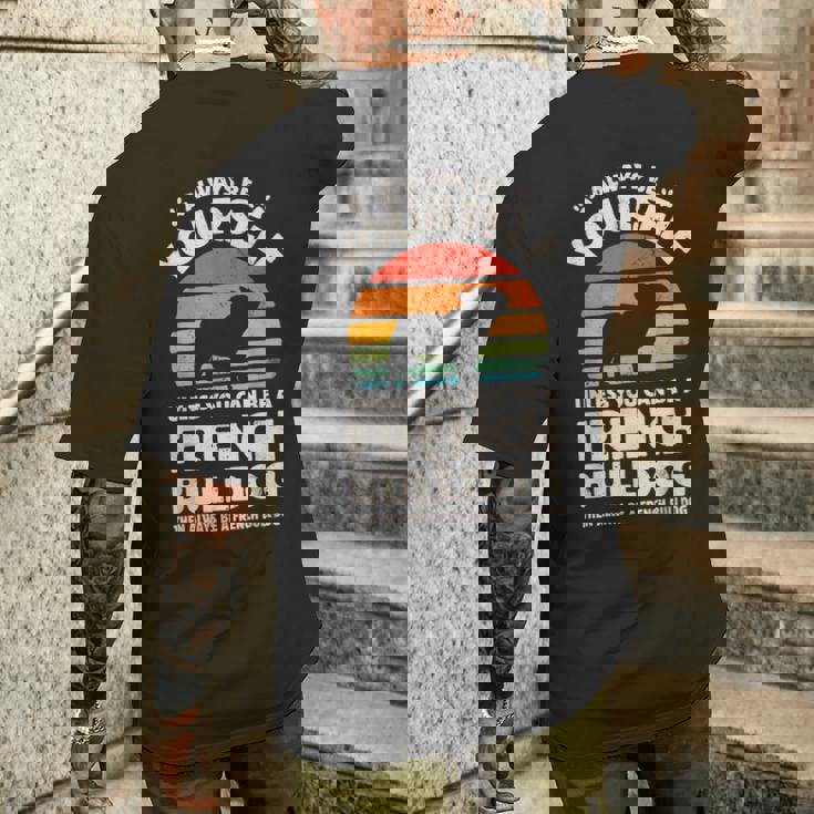 フレンチブルドッグ Always Be Yourself レトロ ヴィンテージ 60年代 70年代 犬 メンズTシャツ バックプリント 彼への贈り物