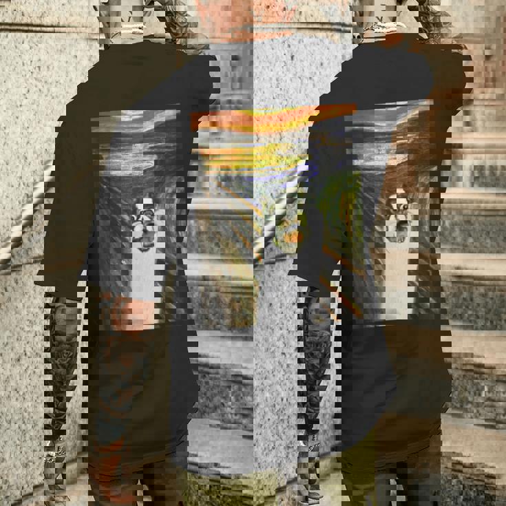 フレンチブルドッグ 面白いtシャツ 犬 ムンクの叫び かわいい メンズ 子供 おもしろ 服 ネタ わんこ メンズTシャツ バックプリント 彼への贈り物