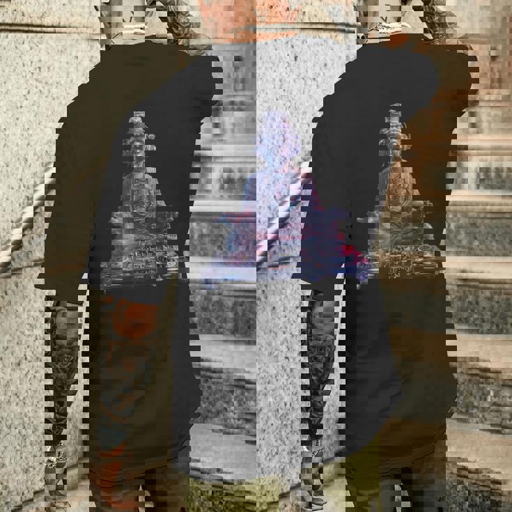 ブッダ Dj 瞑想 ダンス クラブ ハウス ターンテーブル Dj ブッダ メンズTシャツ バックプリント 彼への贈り物