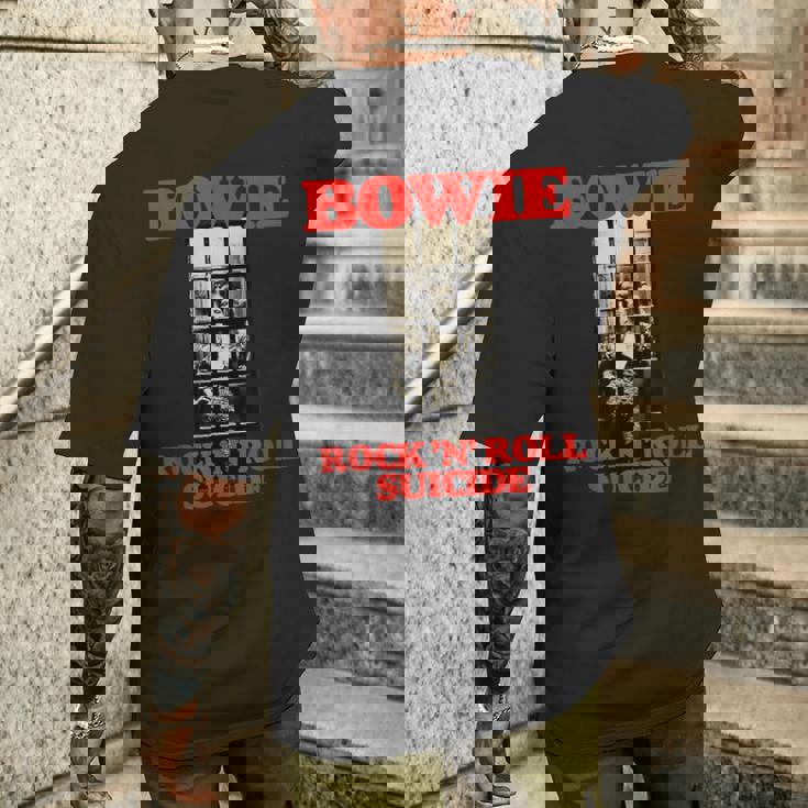 ブライアン・ウォードによるデヴィッド・ボウイ・ロックンロール自殺写真 メンズTシャツ バックプリント 彼への贈り物