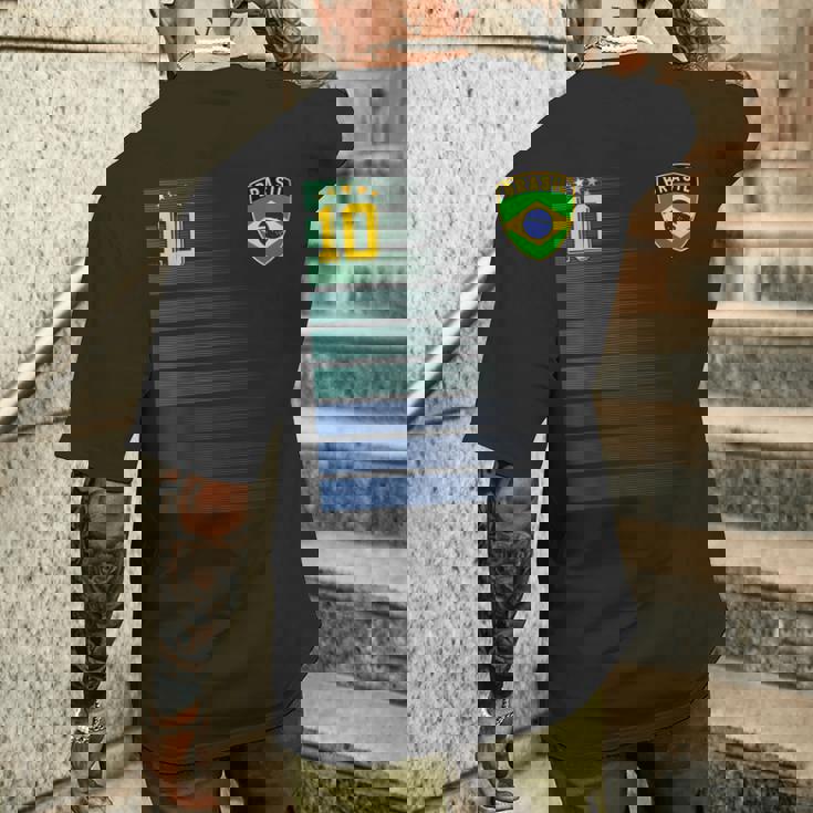 ブラジル サッカーファン ジャージ ブラジル国旗 フットボール愛好家 メンズTシャツ バックプリント 彼への贈り物