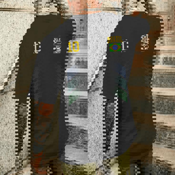 ブラジル サッカーファンジャージー ブラジル国旗 フットボール愛好家 メンズTシャツ バックプリント 彼への贈り物