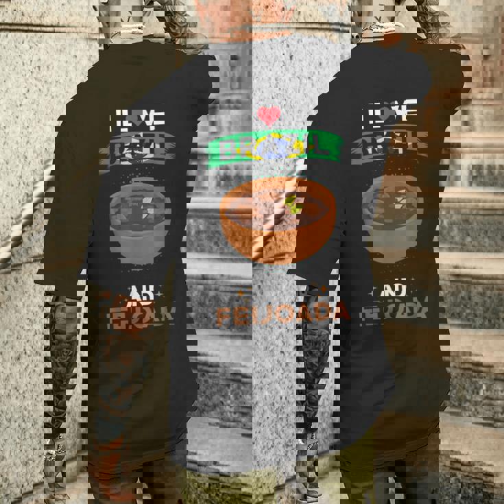 ブラジル料理 ブラジル国旗 I Love Brazil And Feijoada メンズTシャツ バックプリント 彼への贈り物